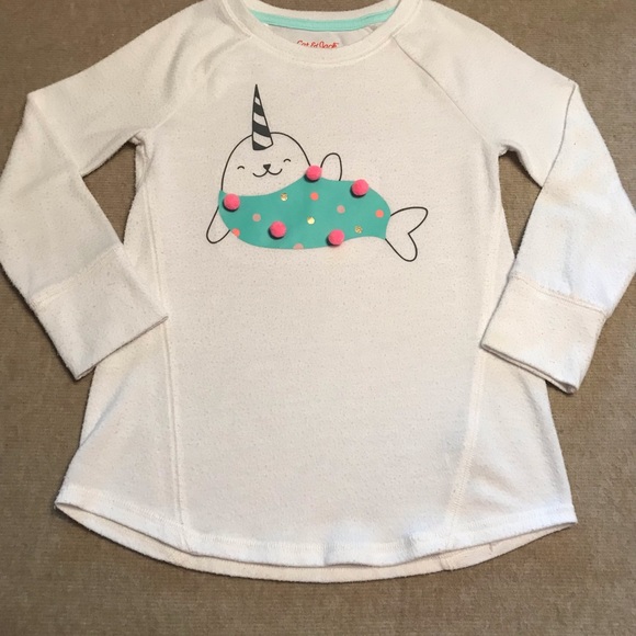 Cat & Jack White LS Graphic Blouse 
4 / 5 XS Extra Small 
Seal with Pink Tassels - Picture 7 of 15